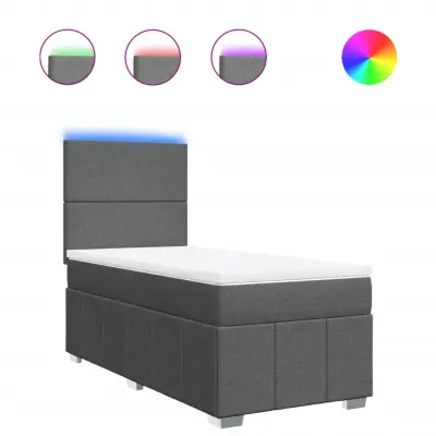 vidaXL Box spring postelja z vzmetnico temno siva 90x200 cm blago