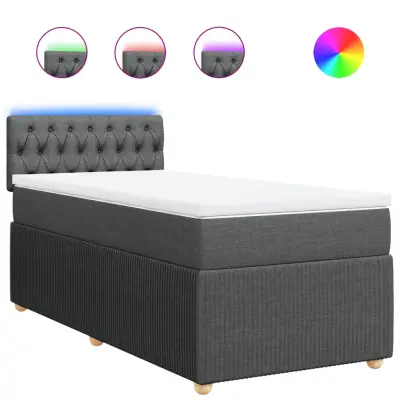 vidaXL Box spring postelja z vzmetnico temno siva 90x190 cm blago