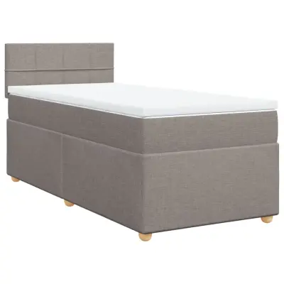 vidaXL Box spring postelja z vzmetnico taupe 100x200 cm blago
