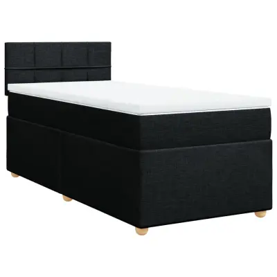 vidaXL Box spring postelja z vzmetnico črna 90x200 cm blago