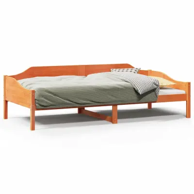 vidaXL Posteljni okvir brez vzmetnice voščeno rjav 90x200 cm borovina