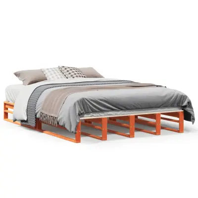 vidaXL Posteljni okvir brez vzmetnice voščeno rjav 140x190 cm borovina