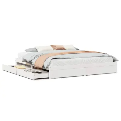 vidaXL Posteljni okvir brez vzmetnice bel 200x200 cm trdna borovina