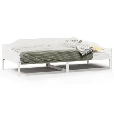 vidaXL Posteljni okvir brez vzmetnice bel 90x190 cm trdna borovina