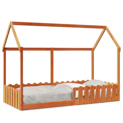 vidaXL Otroški posteljni okvir voščeno rjav 90x190 cm trdna borovina