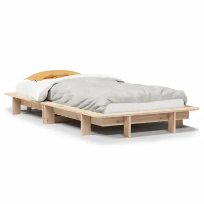 vidaXL Posteljni okvir brez vzmetnice 75x190 cm trdna borovina
