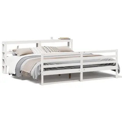 vidaXL Posteljni okvir brez vzmetnice bel 200x200 cm trdna borovina