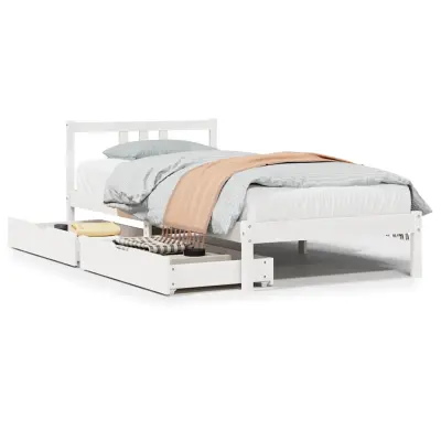 vidaXL Posteljni okvir brez vzmetnice bel 90x200 cm trdna borovina