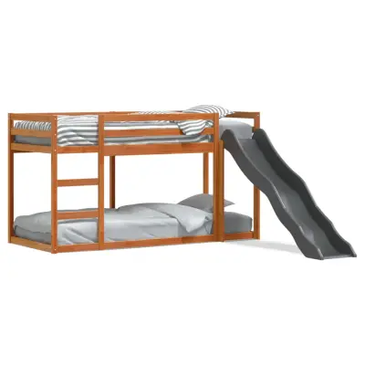 vidaXL Pograd s toboganom in lestvijo voščeno rjav 75x190 cm borovina