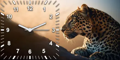 Stenska ura tihi veliki gepard Afrika za otroke 30x60 cm