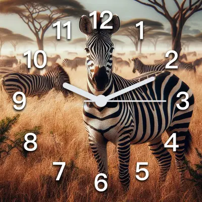 Stenska ura tiha zebra Afrika živali za otroke 30x30 cm