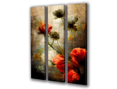 Slika na platnu rdeči vintage maki a 90x110 cm