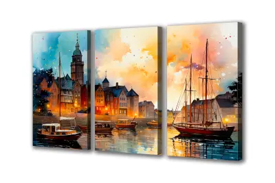 Slika na platnu Plovilo mestnega kanala l 180x90 cm