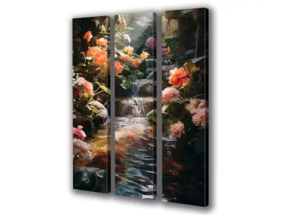 Slika na platnu Jezero s cvetjem slapu d 90x141 cm