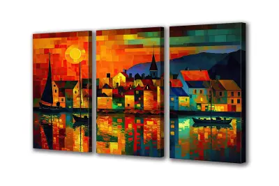 Slika na platnu city abstract night c 180x110 cm