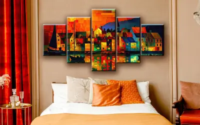 Slika na platnu city abstract night c 250x110 cm