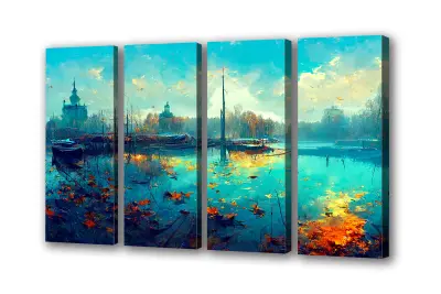 Slika na platnu vintage čoln za jezero i 201x140 cm