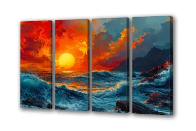 Slika na platnu pokrajina morskega zahoda k 160x80 cm
