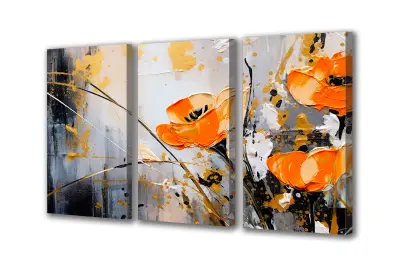 Slika na platnu zlato cvetje približno 150x110 cm
