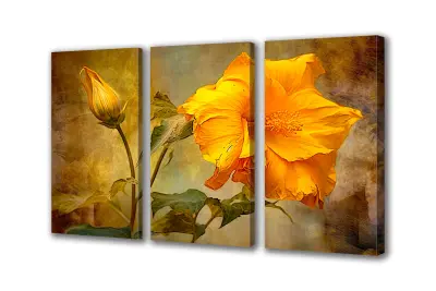 Slika na platnu cvetje vintage rumena n 180x90 cm