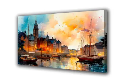 Slika na platnu Ladja mestnega kanala l 140x90 cm