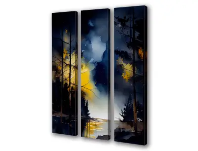 Slika na platnu akvareli za nočno jezero g 90x141 cm