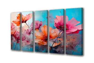 Slika na platnu pastelno roza cvetje k 251x110 cm