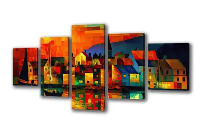 Slika na platnu city abstract night c 150x80 cm