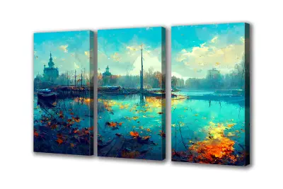 Slika na platnu vintage čoln za jezero 180x90 cm