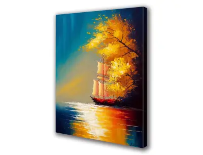 Slika na platnu pokrajina z ladijskim jezerom c 70x100 cm