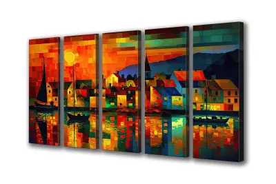 Slika na platnu city abstract night c 250x140 cm