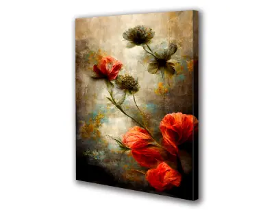 Slika na platnu rdeči vintage maki a 20x30 cm
