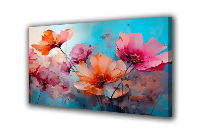 Slika na platnu pastelno rožnato cvetje k 140x90 cm