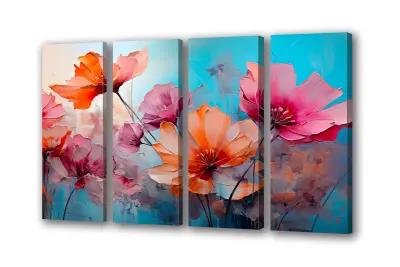 Slika na platnu pastelno roza cvetje k 201x140 cm