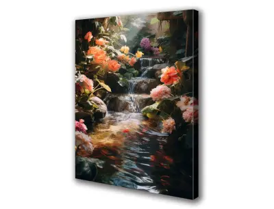 Slika na platnu jezero s slapovskim cvetjem d 60x90 cm