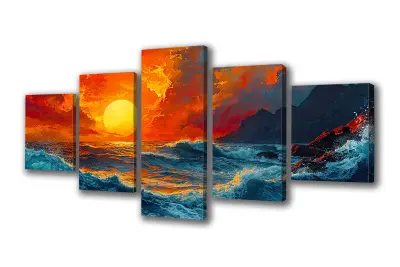 Slika na platnu pokrajina morskega zahoda k 250x110 cm