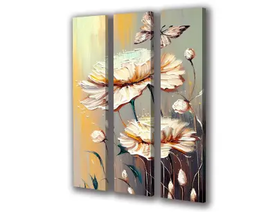 Slika na platnu cvetje bež ecru h 90x110 cm