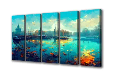 Slika na platnu vintage čoln za jezero i 200x110 cm