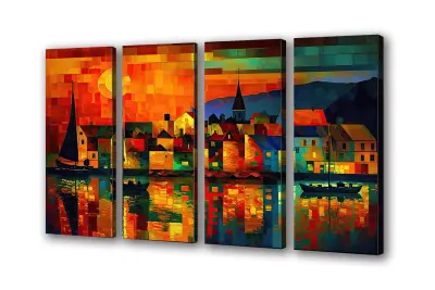 Slika na platnu city abstract night c 160x80 cm