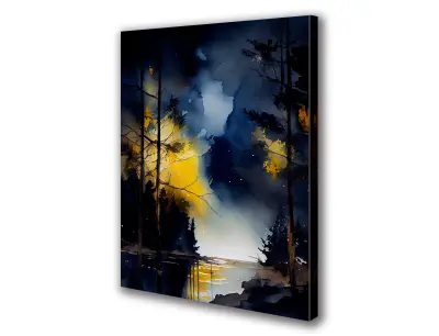 Slika na platnu akvareli za nočno jezero g 90x140 cm