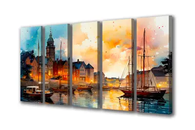 Slika na platnu Plovilo mestnega kanala l 200x140 cm