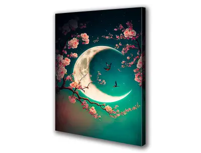 Slika na platnu moonflower flowers birds a 90x140 cm