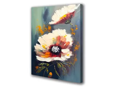 Slika na platnu bele rože art p 60x90 cm