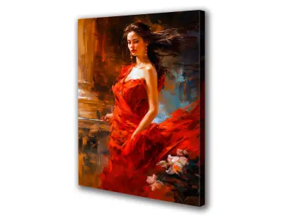 Slika na platnu ženska rdeča umetnina g 50x70 cm