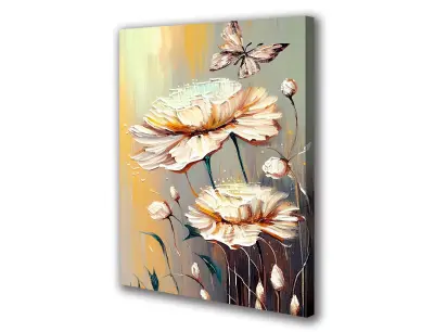 Slika na platnu cvetje bež ecru h 80x110 cm