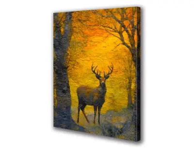 Slika na platnu jelenji jesenski gozd b 80x110 cm
