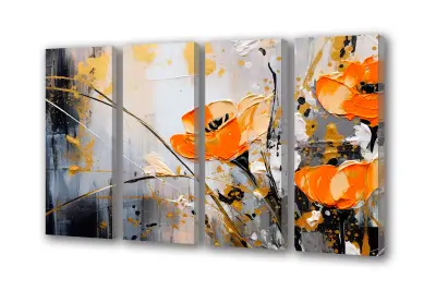 Slika na platnu zlato cvetje, umetniško delo, približno 201x110 cm