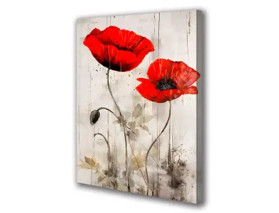 Slika na platnu rdeči vintage maki f 80x110 cm