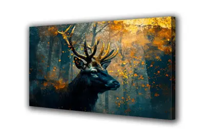 Slika na platnu jelenja gozdna meglica d 30x20 cm