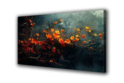 Slika na platnu sivo cvetje umetniško delo r 100x70 cm